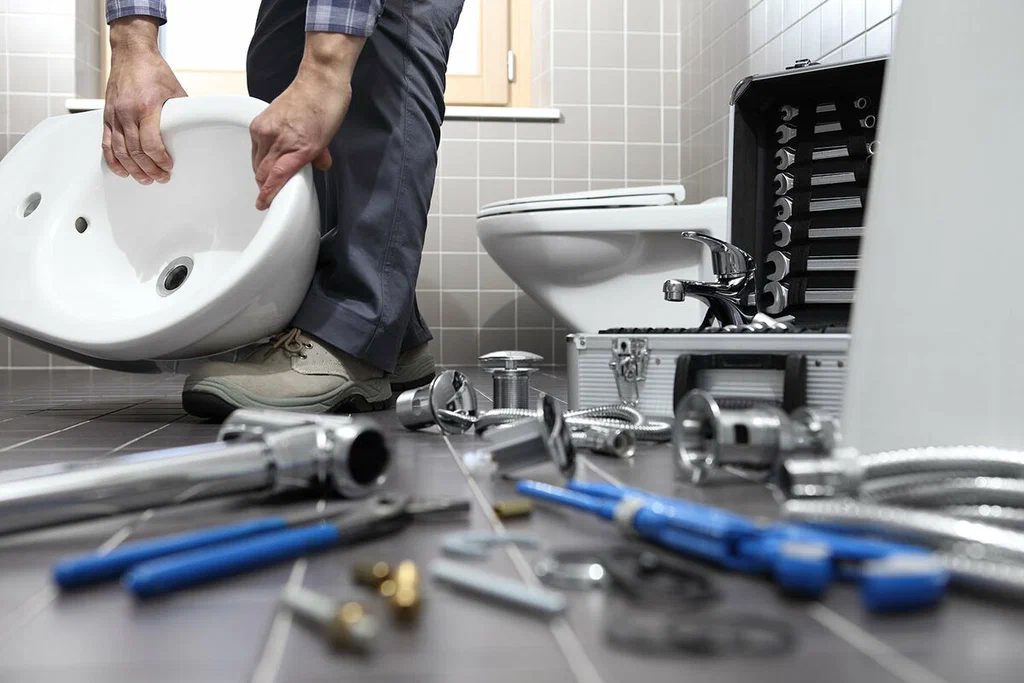 Plumbing tools prepared for a bathroom repair in Firestone